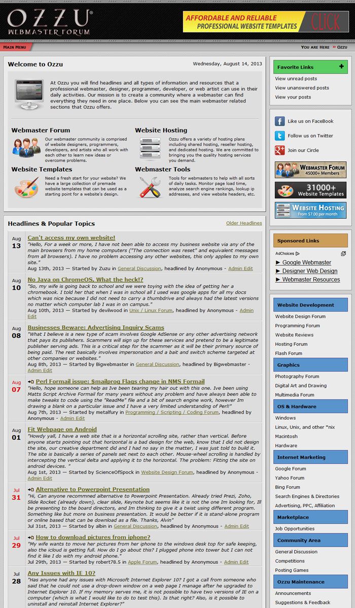 Ozzu.com Screenshot