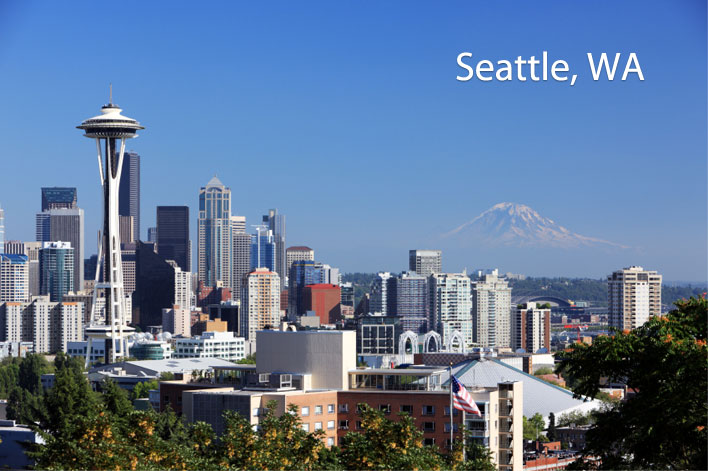 Seattle skyline and Mount Rainier