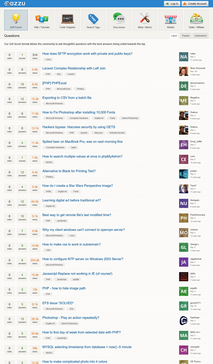 Ozzu.com screenshot